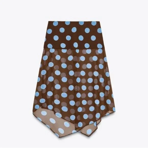 NWT Zara Polka Dot Asymmetric Skirt